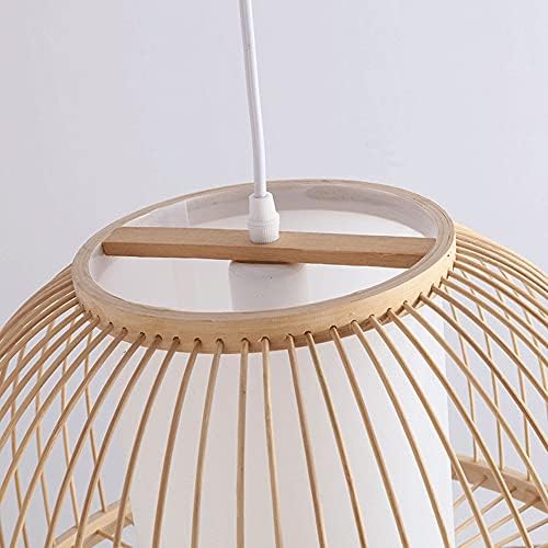 Semi-Circular Bamboo Rattan Chandelier Pendant Light 35cm Adjustable