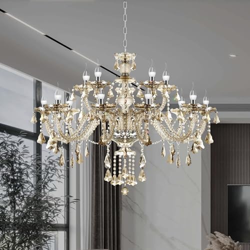 Ridgeyard 15 Light Crystal Chandelier Cognac