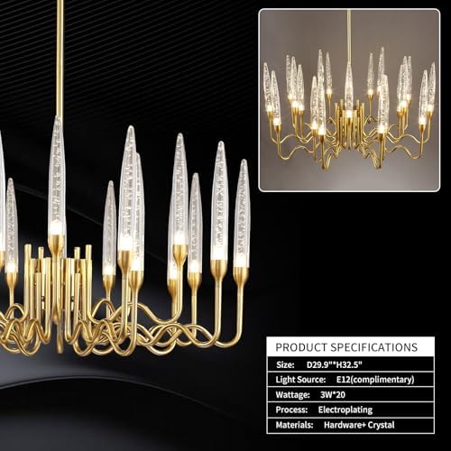 ziidoo 20 Light Retro Chandelier Dining Room Ceiling Light Fixture