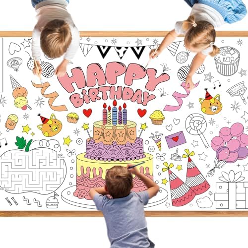 Birthday Party Giant Coloring Poster for Kids