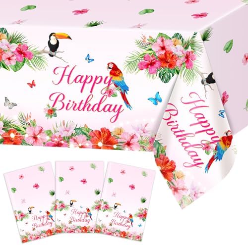 Avezano 3 Pcs Hawaiian Birthday Tablecloths