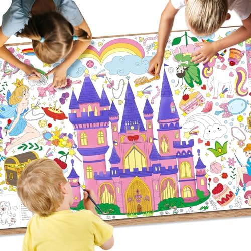 Drunze Princess Party Activity Giant Coloring Poster