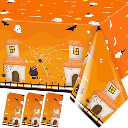 Fancy Land Halloween Tablecloths 3 Pack Disposable Plastic Party Decorations