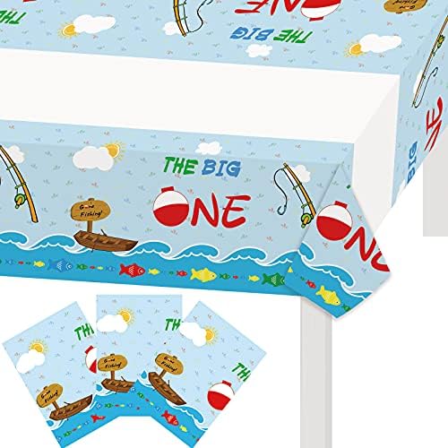 Vetwo 3pcs Gone Fishing Birthday Party Table Covers