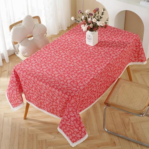 Kids Table Cloths 71x51 in Cotton Linen Square Butterfly Print Red Blue