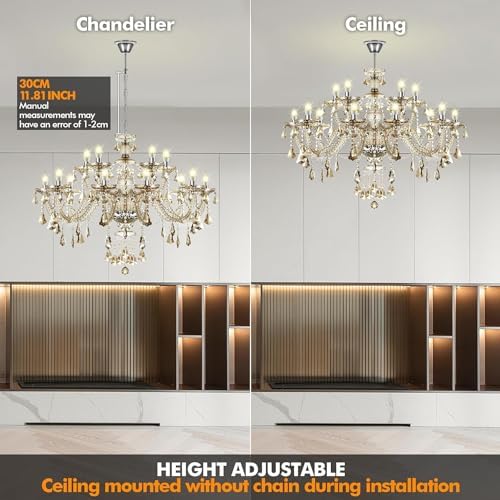 Ridgeyard 15 Light Crystal Chandelier Cognac