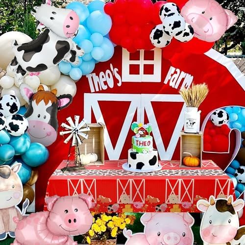 GGDE Farm Animal Theme Table Cover Set 2 Pcs Red