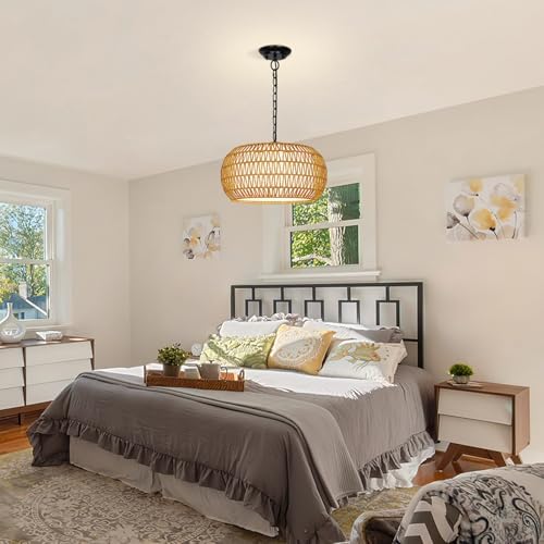 VerRon 19 Inch Rattan Chandelier for Dining Room and Kitchen