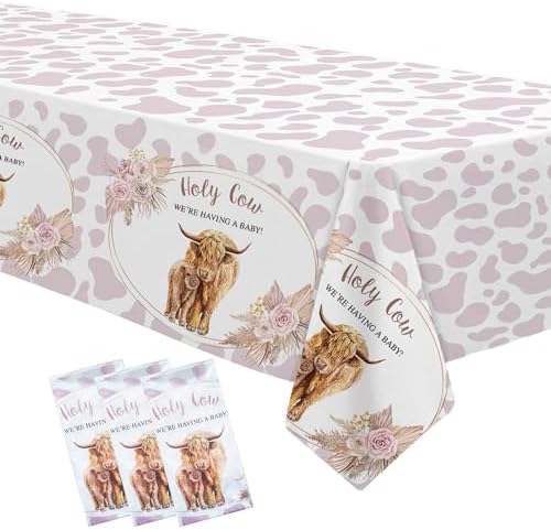 Highland Cow Baby Shower Decorations Tablecloth 3 Pack