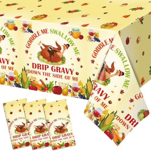 3Pcs Gobble Me Swallow Me Thanksgiving Tablecloths