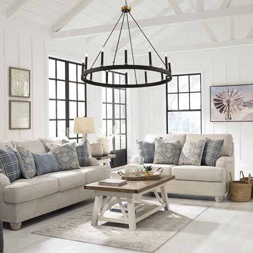 ACROMA 12-Light 40In Modern Farmhouse Chandelier Black Gold