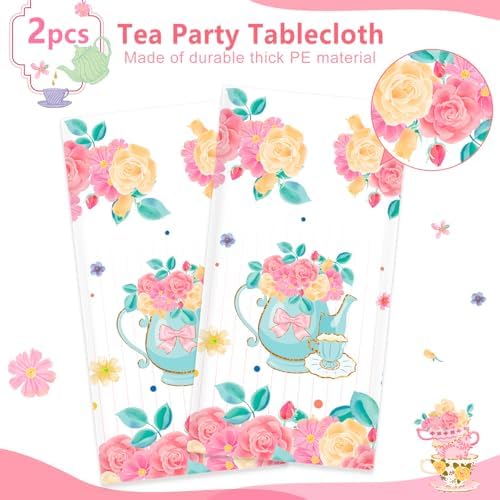 PHOGARY 2 Piece Floral Tablecloth for Party Decor