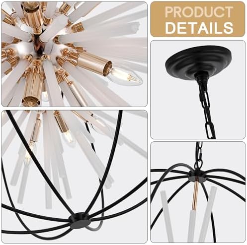 315 Inch Black Gold 16 Light Sputnik Chandelier