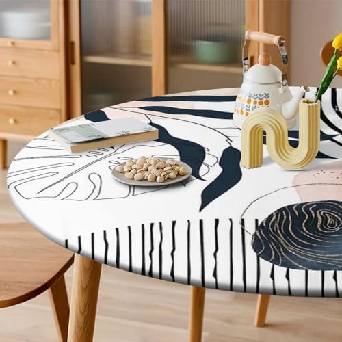 Outdoor Fitted Round Tablecloth with Elastic Edge