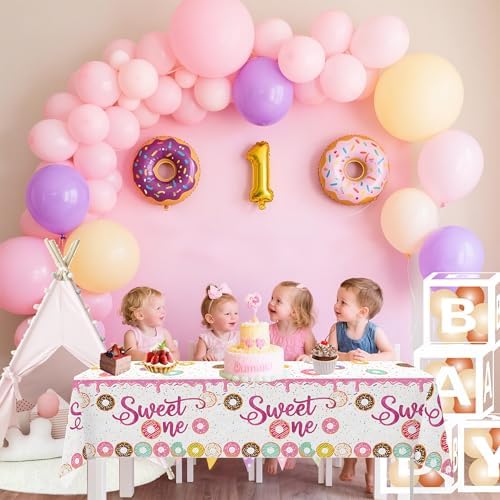 3pcs Donut Party Tablecloth 1st Birthday Decor