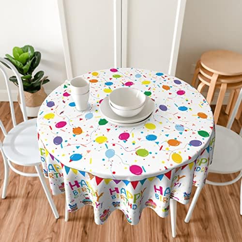 Giwawa 60 Inch Birthday Round Tablecloth with Cake and Balloons