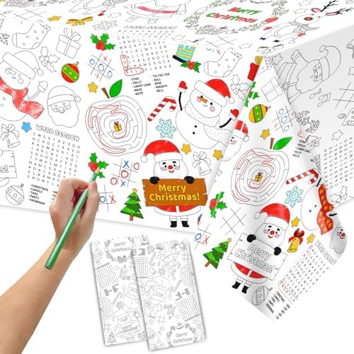 2 Pack Christmas Coloring Tablecloth for Kids