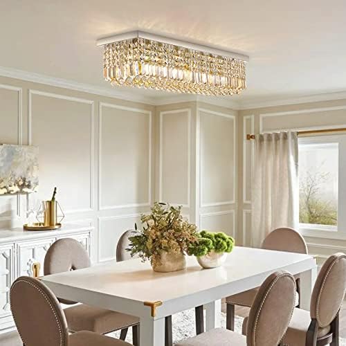 Siljoy Modern Crystal Chandelier 8-Light Flush Mount