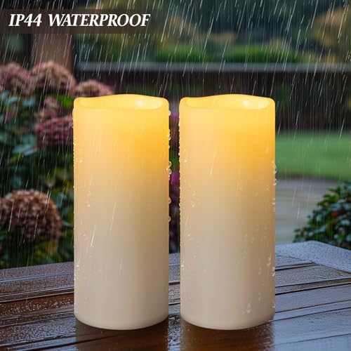 Yongmao 5x14 Inch Waterproof Flameless Candles Set of 2 with Remote and Timer