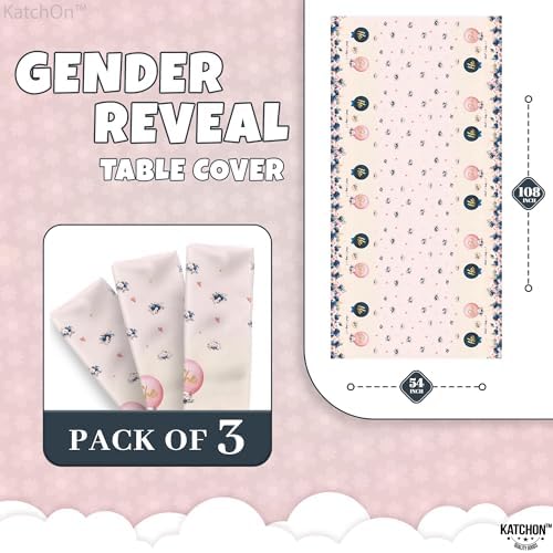 KatchOn Gender Reveal Table Cover - 108x54 Inch Pack of 3