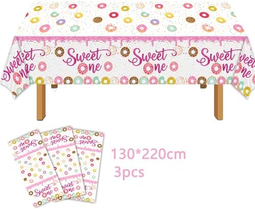 3pcs Donut Party Tablecloth 1st Birthday Decor