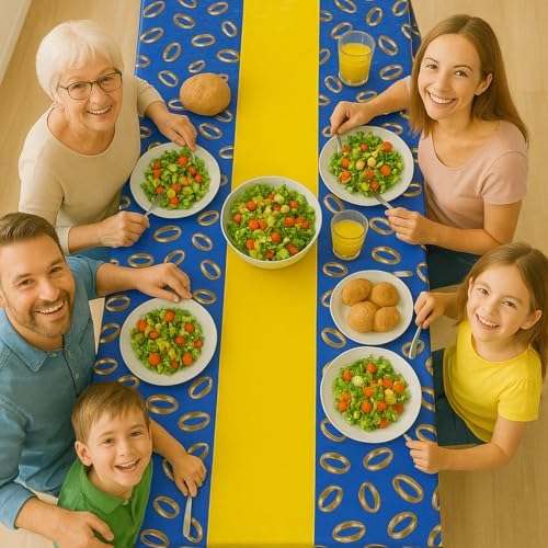 4Pcs 2in1 Gold Ring Tablecloth for Birthday Parties