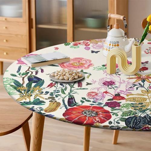 Outdoor Round Fitted Tablecloth with Elastic Edge 1