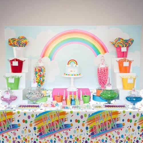 Colorful Happy Birthday Table Cover 54x108 inch