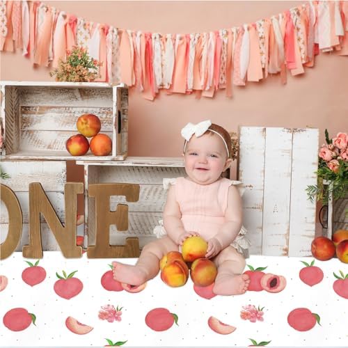 PHOGARY 3 Piece Peach Tablecloth Set for Birthday and Picnic Parties