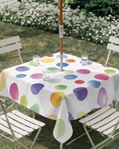 Perdecor 54x54in Waterproof Tablecloth with Umbrella Hole and Zipper