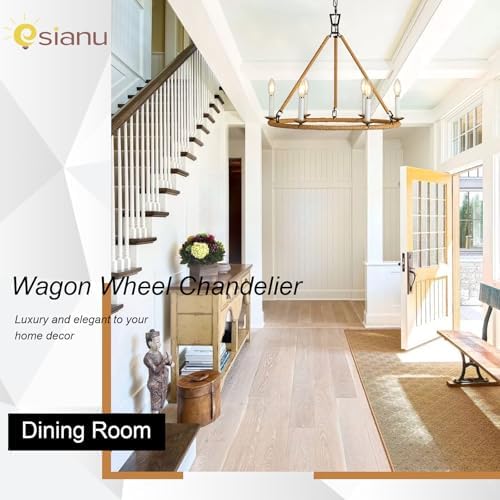 Wagon Wheel Chandelier 6 Light Gold Farmhouse Ceiling Light