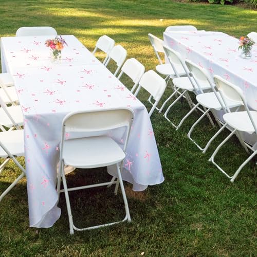BOXOB 2pcs Coquette Pink Bow Tablecloth Wedding Baby Shower Decor