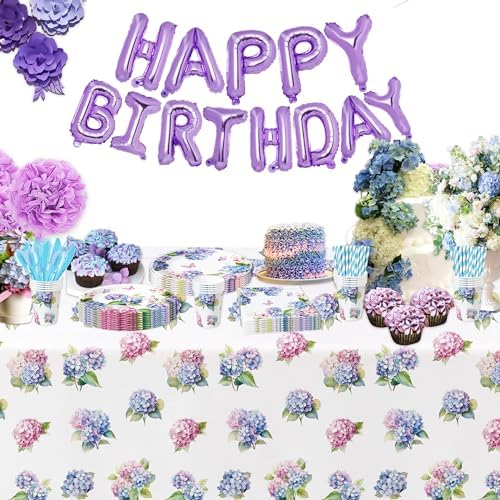 Hydrangea Party Tablecloth Set 3 Pack 54x108 Inches