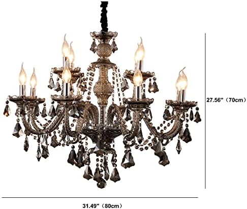 Modern Crystal Chandelier 12 Light Smoky Gray Luxury Ceiling Light
