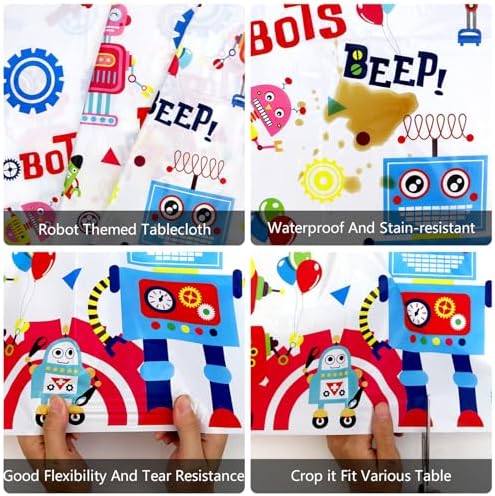 Robot Birthday Party Tablecloth Set 3 Pieces
