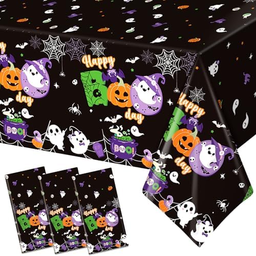 3Pcs Happy Boo Day Halloween Tablecloth for Party Decorations