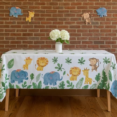 Jungle Safari Tablecloths 54x108 Inches with Oh Baby Banner 4 Pack
