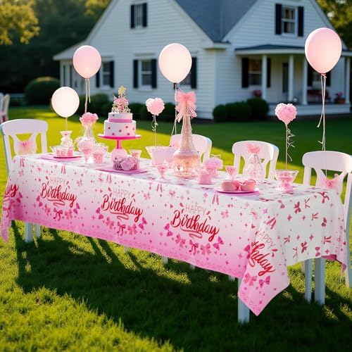 3pcs Pink Bow Tablecloths for Birthday Parties