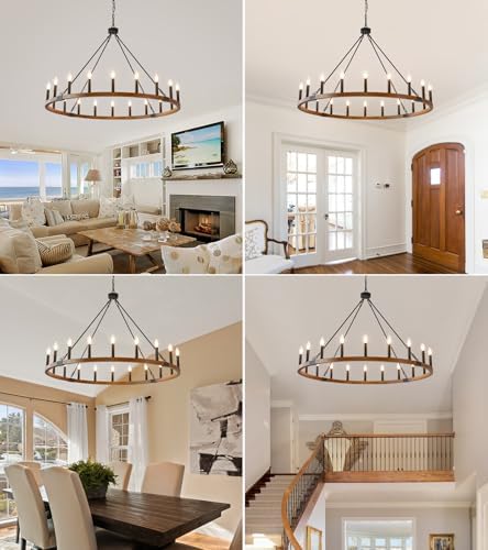 HHR 48 Inch Farmhouse Chandelier 20 Light E12