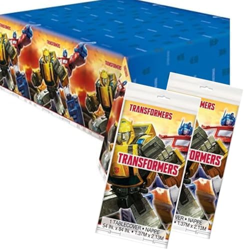 Unique Transformers Birthday Table Cover 2 Pack and Sticker