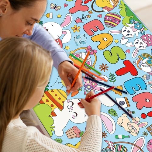Artlunar Giant Easter Coloring Tablecloth with Poster
