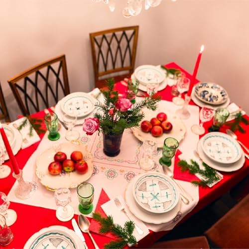 3 Pcs Christmas Tablecloths - Red Green Yellow