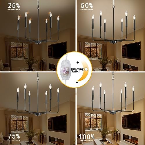 HOXIYA 256 Inch Dimmable Plug In Chandelier with 6 Lights