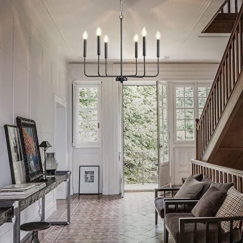 HOXIYA 256 Inch Dimmable Plug In Chandelier with 6 Lights