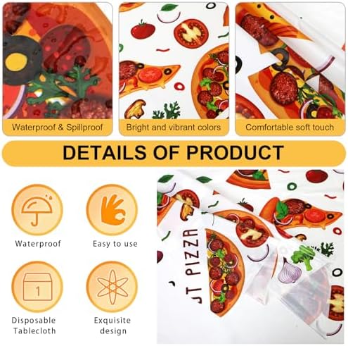 PHOGARY Pizza Tablecloth Plastic Party Decor