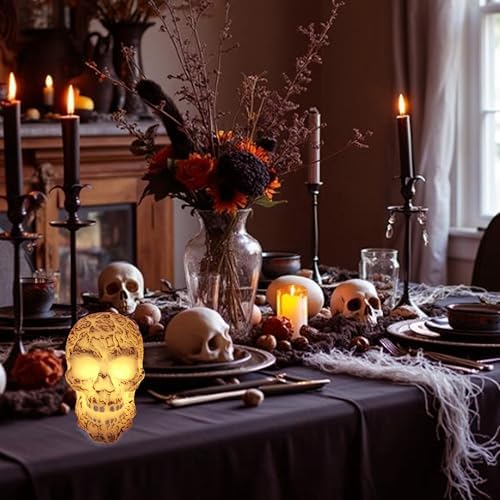 Halloween Skull Flameless LED Candles with Timer