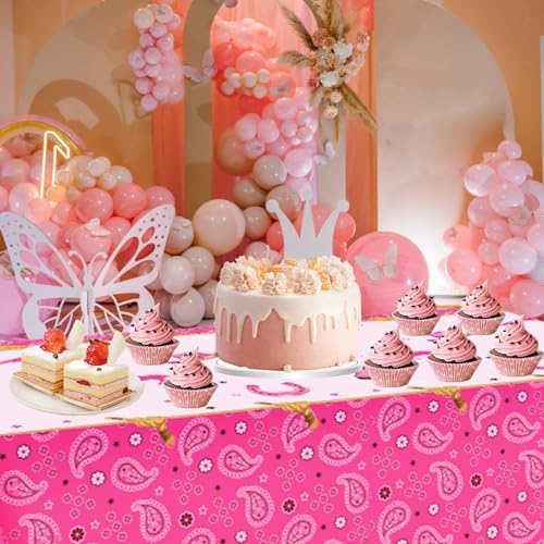 3 Pack Western Cowgirl Plastic Tablecloths for Birthday Parties