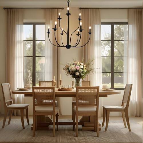 LOG BARN Black 9-Light Farmhouse Chandelier