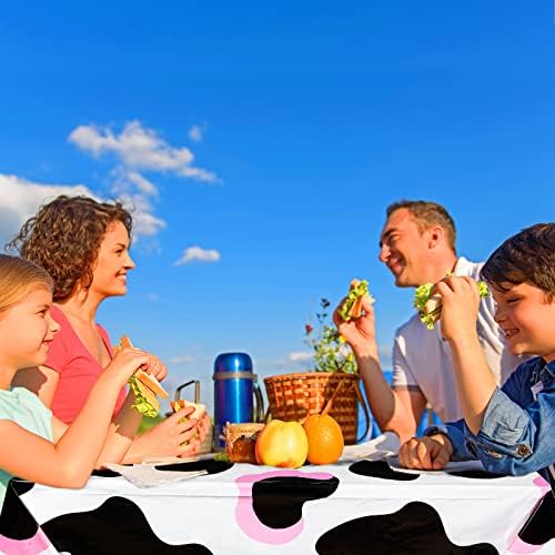 3 Pcs Pink Cowgirl Farm Animal Print Tablecloth for Kids Birthday Party