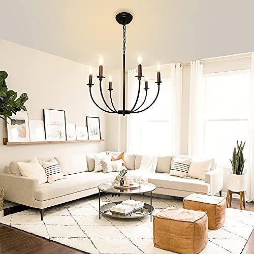 Depuley 6-Light Black Farmhouse Chandelier with E12 Sockets